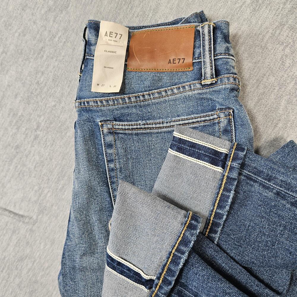 American Eagle Jeans Mens 27x30 Blue AE77 Classic Fit Wash Selvedge Denim